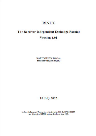 _RINEX: The Receiver Independent Exchange Format Version RINEX 4.01, 10 July 2023