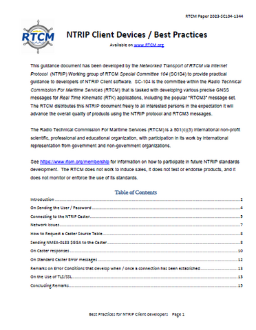 RTCM Paper 2023-SC104-1344, NTRIP Client Devices / Best Practices