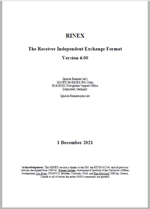 RINEX: The Receiver Independent Exchange Format Version RINEX 4.00 NOW AVAILABLE