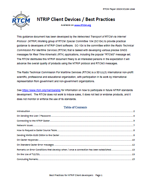 RTCM Paper 2023-SC104-1344, NTRIP Client Devices / Best Practices