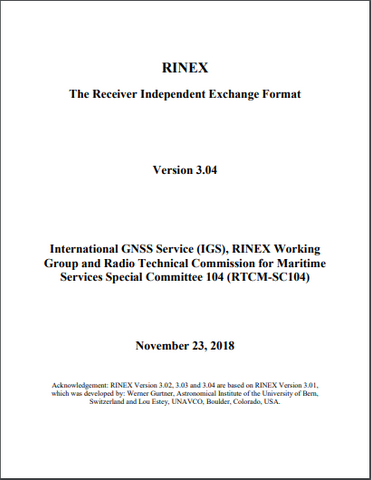 _RINEX: The Receiver Independent Exchange Format Version RINEX 3.04, 23 November 2018