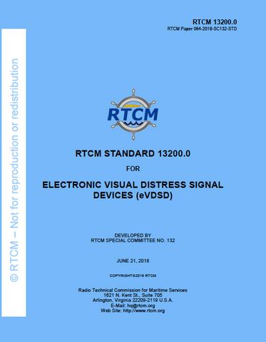 RTCM 13200.0 Standard for Electronic Visual Distress Signal Devices (eVDSD), June 21, 2018